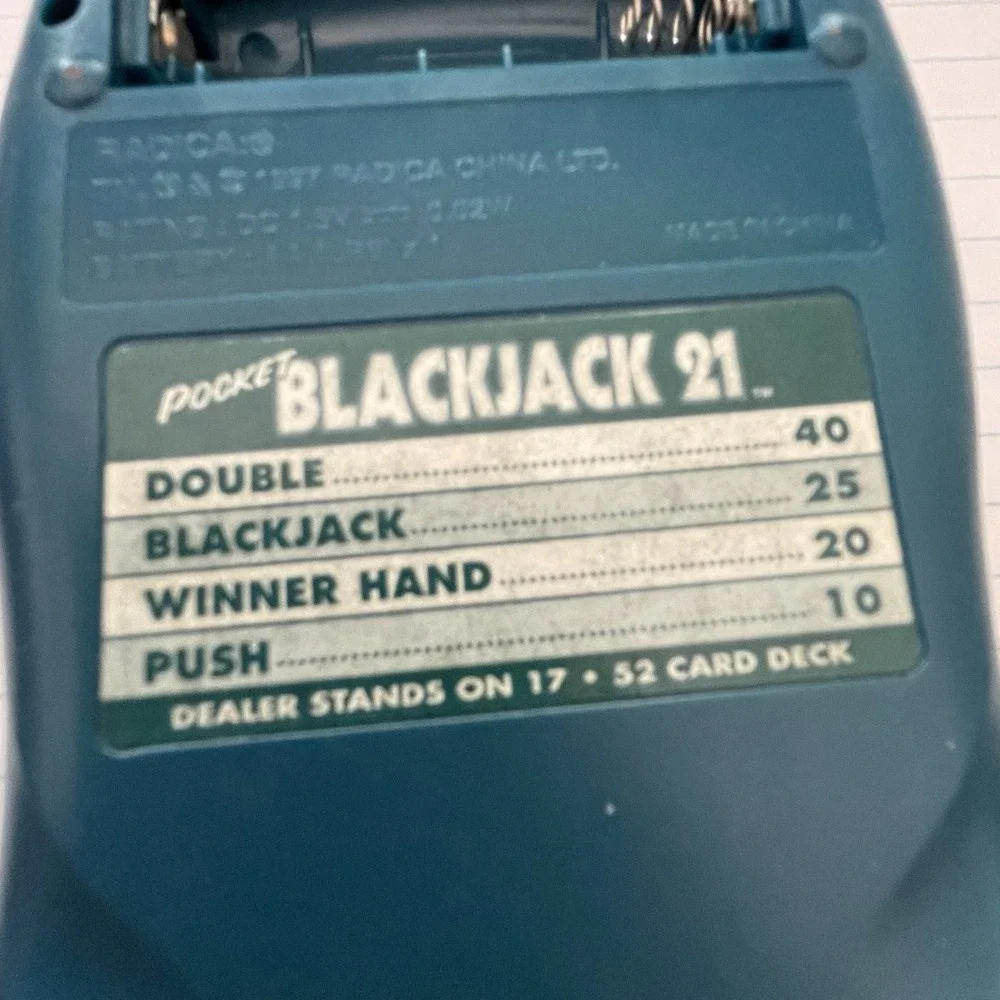 Vintage 1997 Radica Pocket Blackjack 21 Electronic Handheld LCD Casino Game